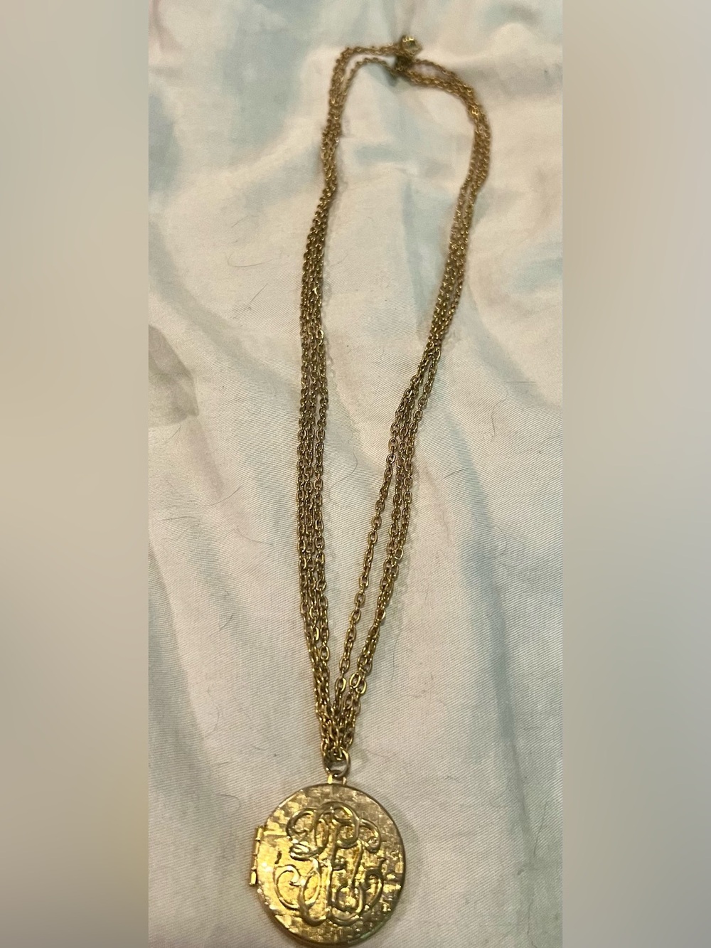 Vintage Gold-Tone Engraved Locket Necklace